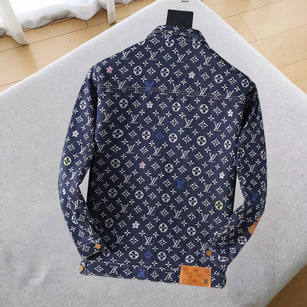 LOUIS VUITTON LV NAVY BLUE MONOGRAM DENIM SHIRT JACKET 239049