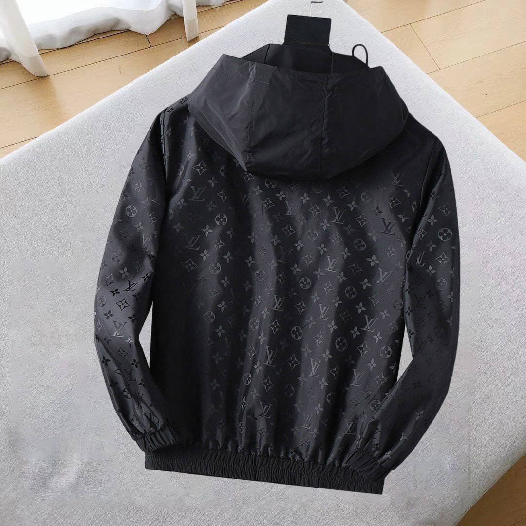 LOUIS VUITTON LV BLACK MONOGRAM HOODED JACKET 239052