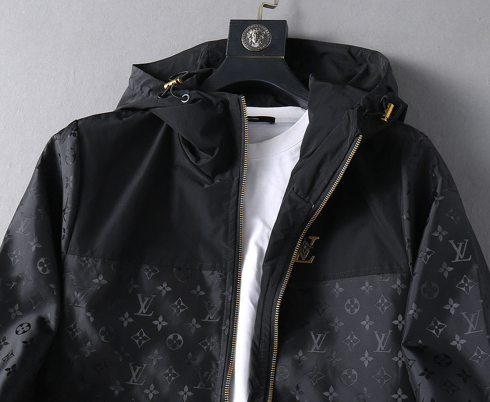LOUIS VUITTON LV BLACK MONOGRAM HOODED JACKET 239052