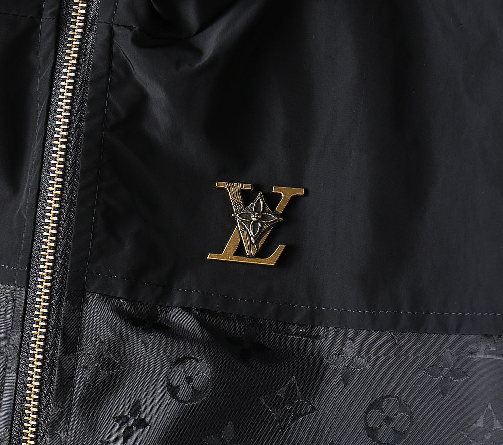 LOUIS VUITTON LV BLACK MONOGRAM HOODED JACKET 239052