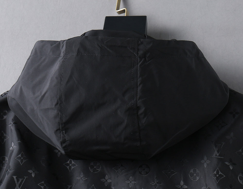 LOUIS VUITTON LV BLACK MONOGRAM HOODED JACKET 239052