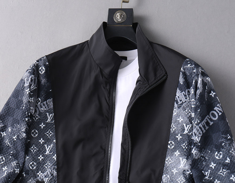 LOUIS VUITTON LV BLACK MIX NAVY BLUE MONOGRAM AND DAMIER JACKET 239054