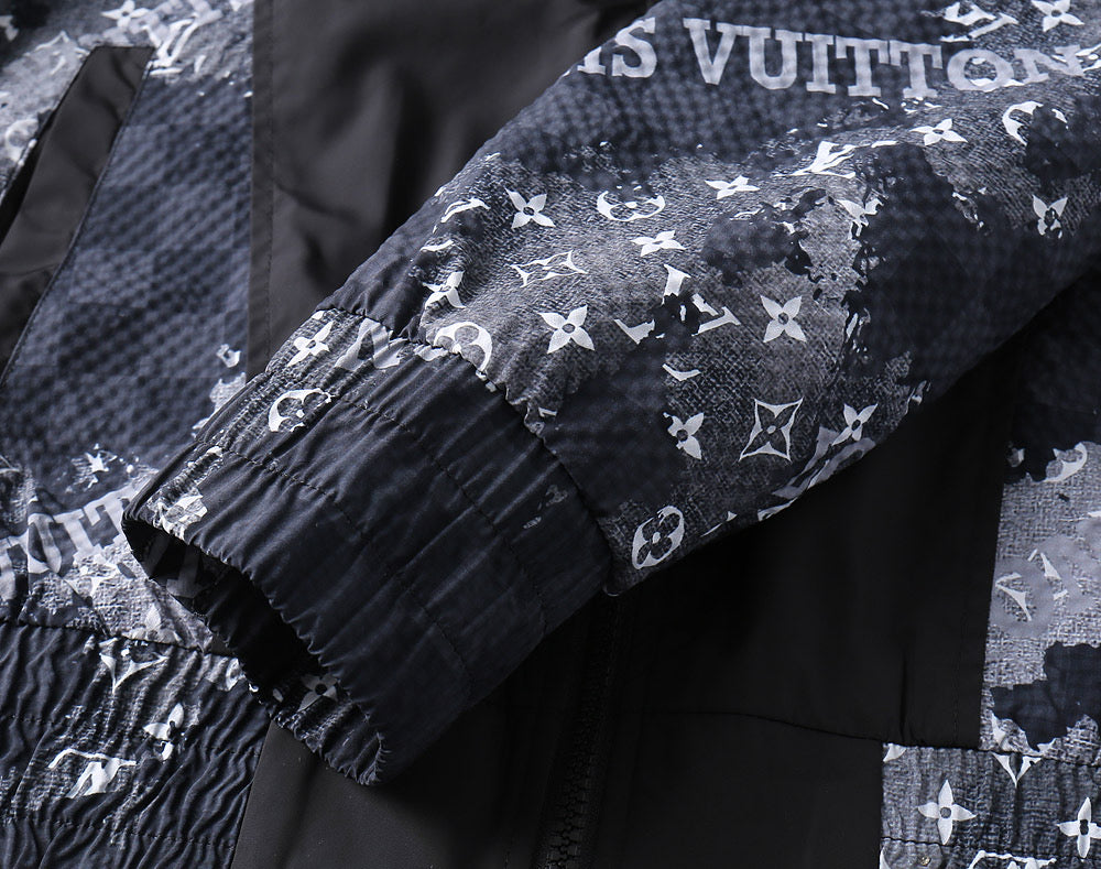 LOUIS VUITTON LV BLACK MIX NAVY BLUE MONOGRAM AND DAMIER JACKET 239054