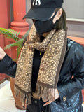 LOUIS VUITTON FLOWER MONOGRAM SCARF 180 CM IN MEDIUM BROWN CASHMERE 388306