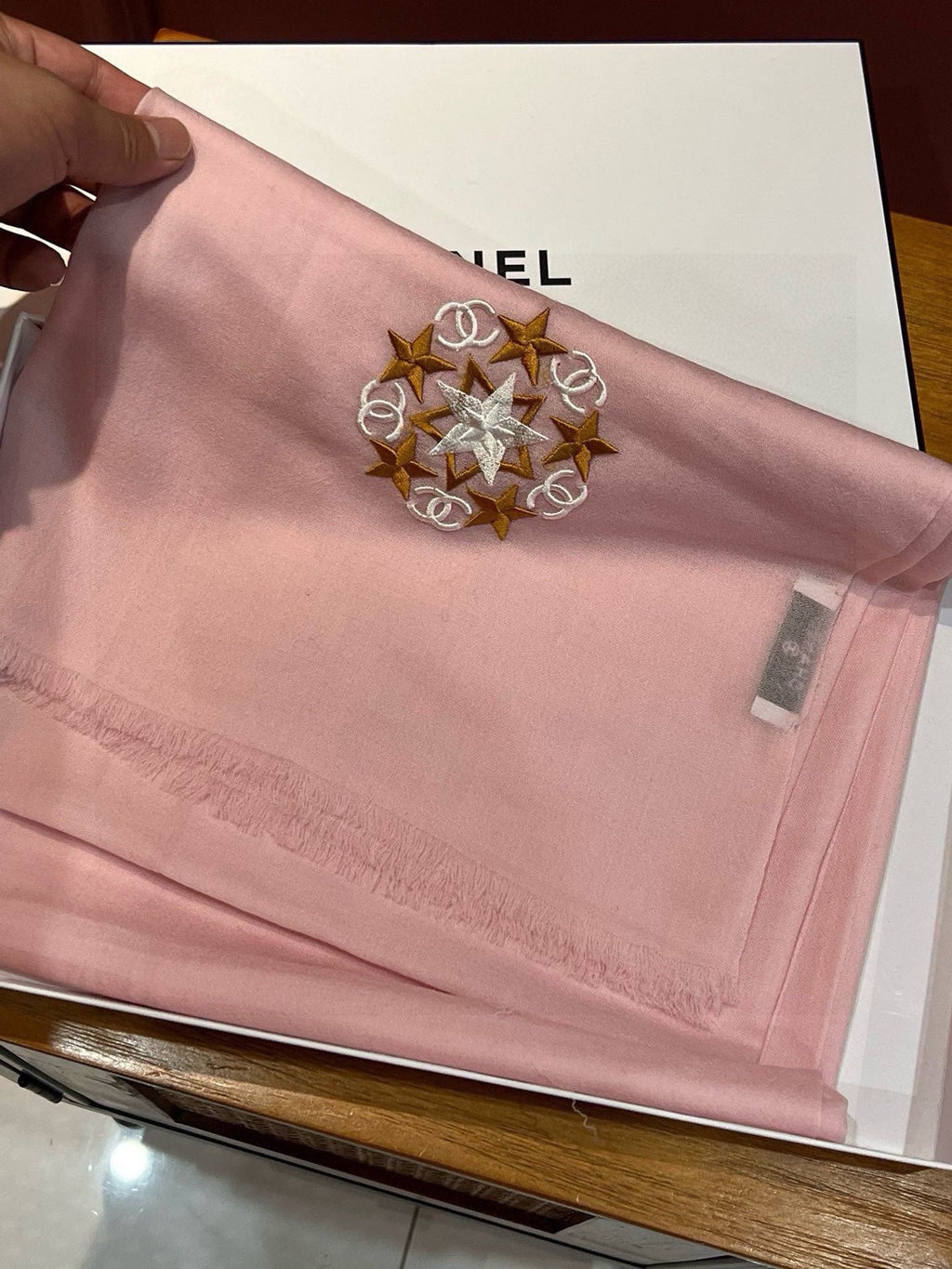 CHANEL SCARF 200 CM IN BLUSH PINK CASHMERE 394617