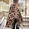 LOUIS VUITTON MEDALLION SCARF 235 CM IN CHOCOLATE BROWN MIX WHITE WOOL 399900