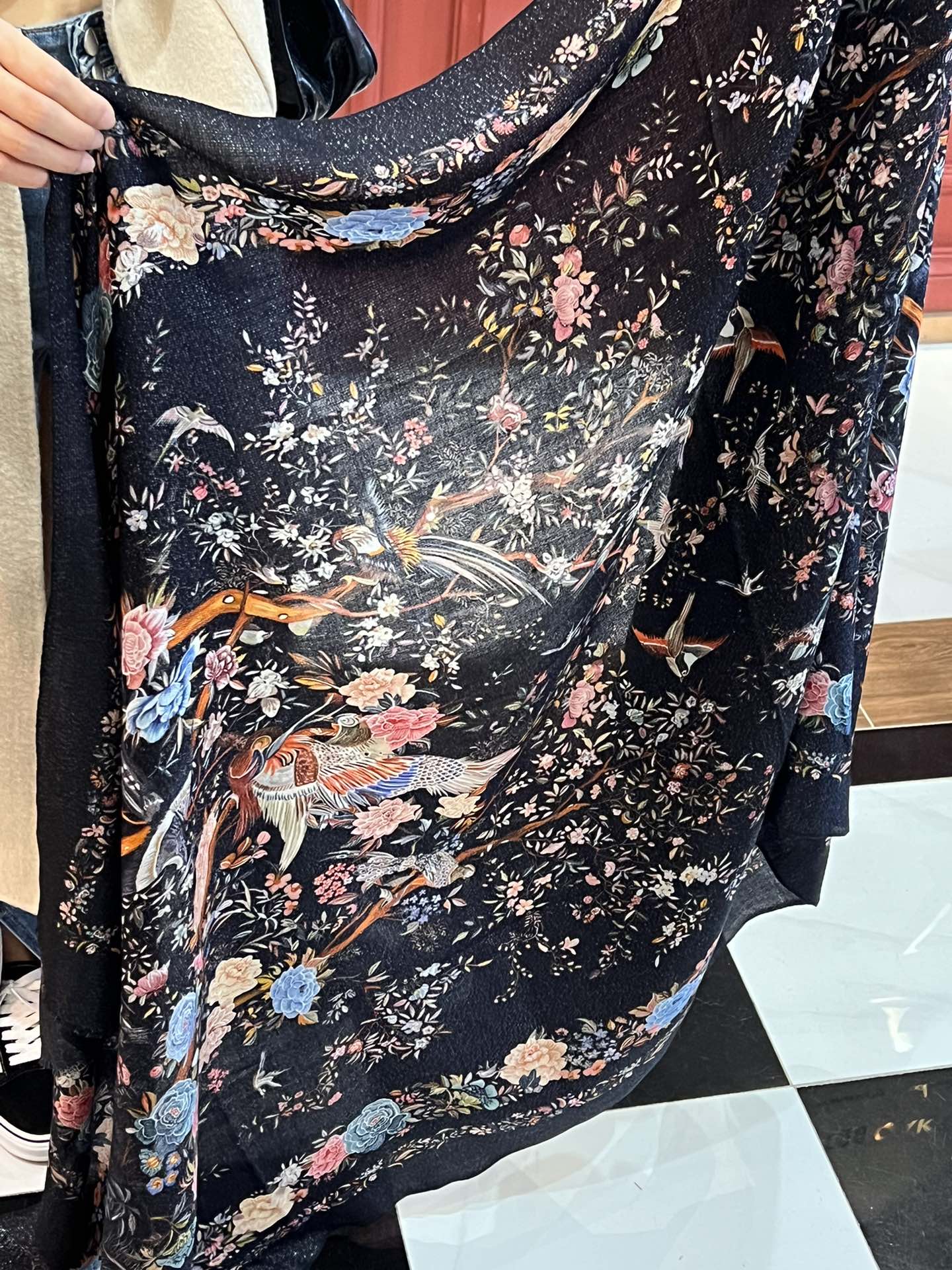 DIOR SCARF 200 CM IN BLACK MIX COLORFUL CASHMERE 413824