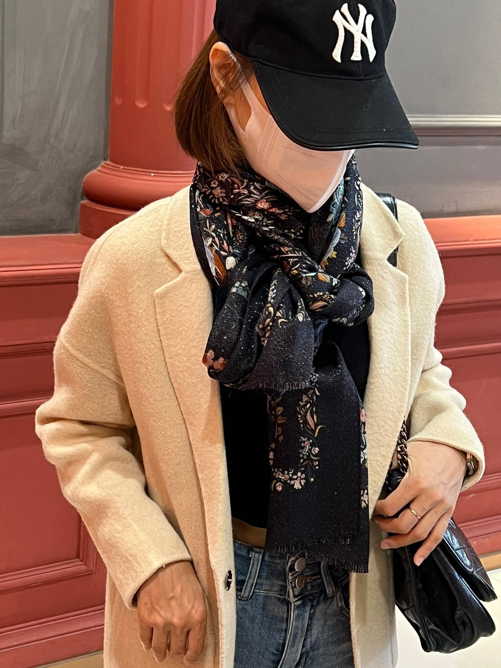 DIOR SCARF 200 CM IN BLACK MIX COLORFUL CASHMERE 413824