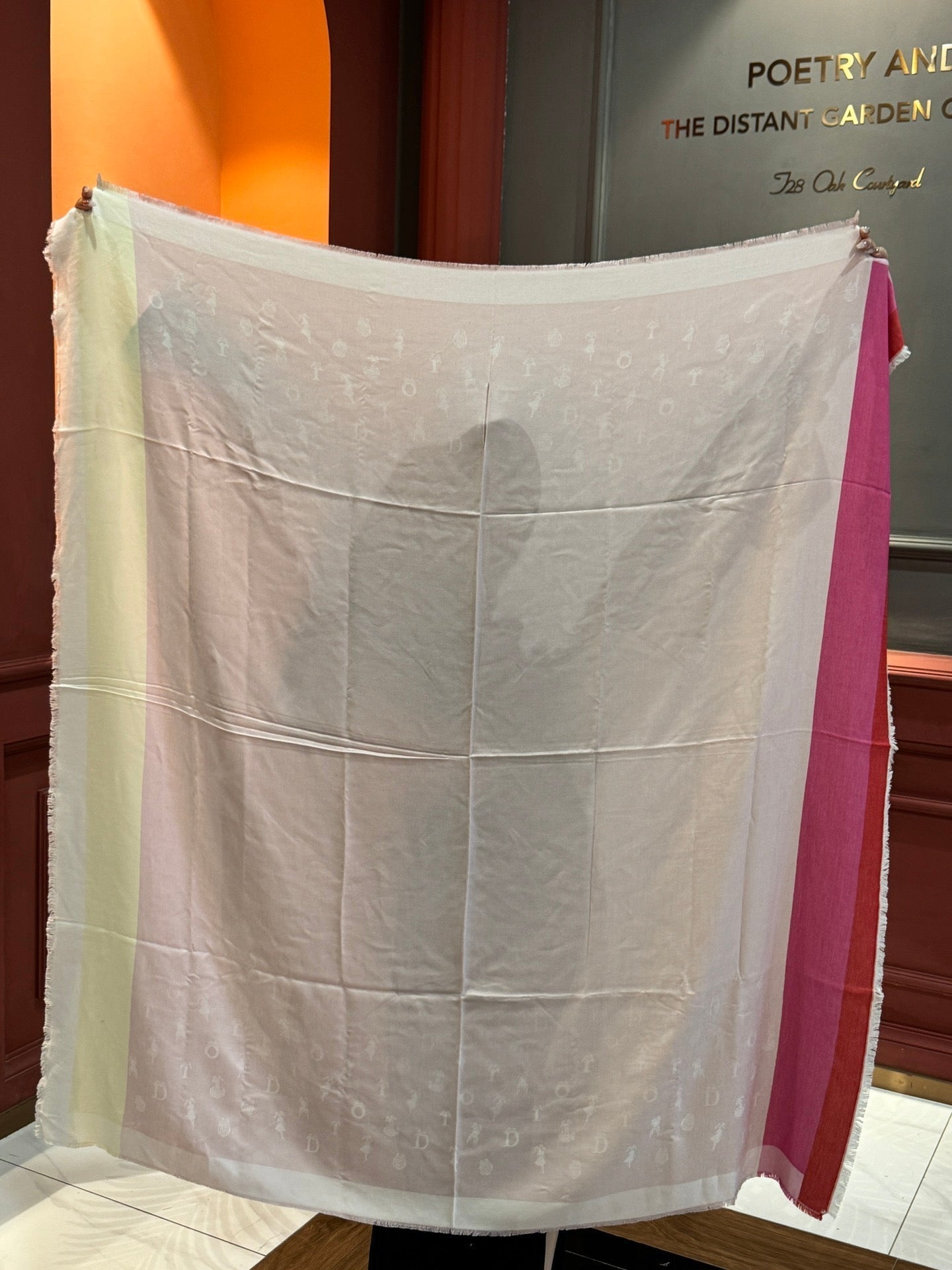 DIOR SHAWL 140 CM IN LIGHT PINK CASHMERE AND SILK 413801