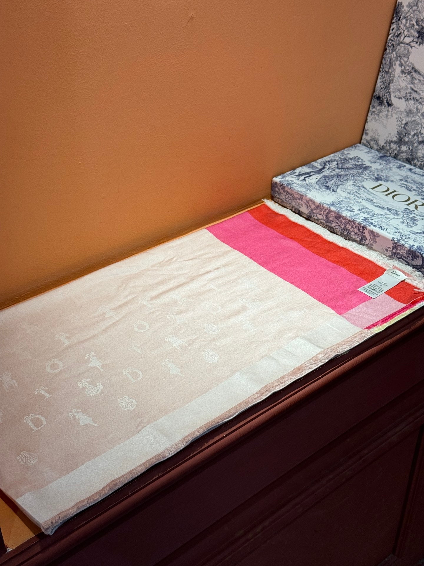 DIOR SHAWL 140 CM IN LIGHT PINK CASHMERE AND SILK 413801