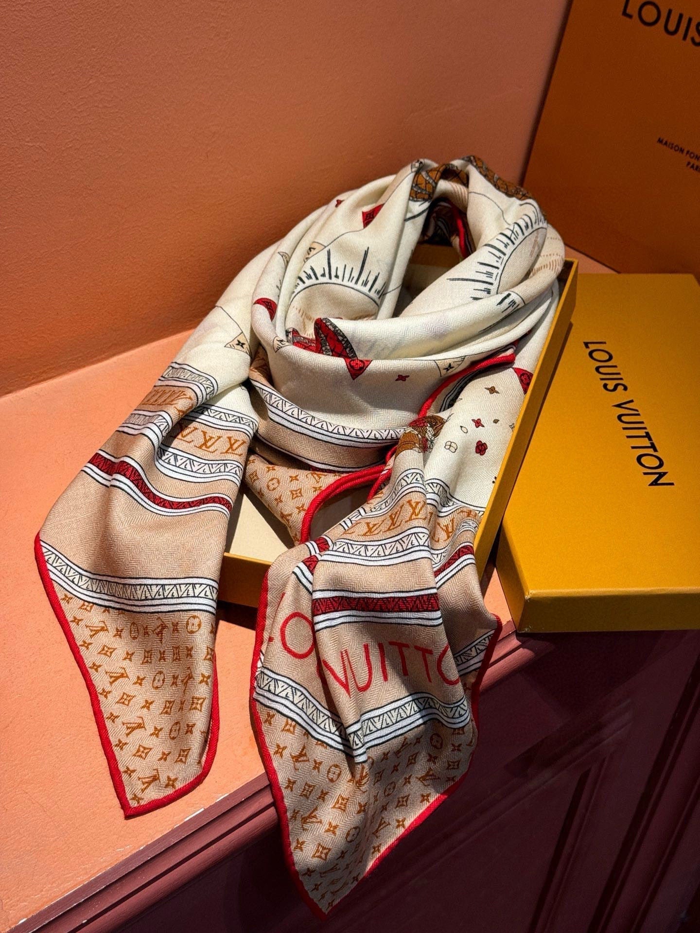 LOUIS VUITTON LV SCARF 140 CM IN SILK-CASHMERE BLEND 737275