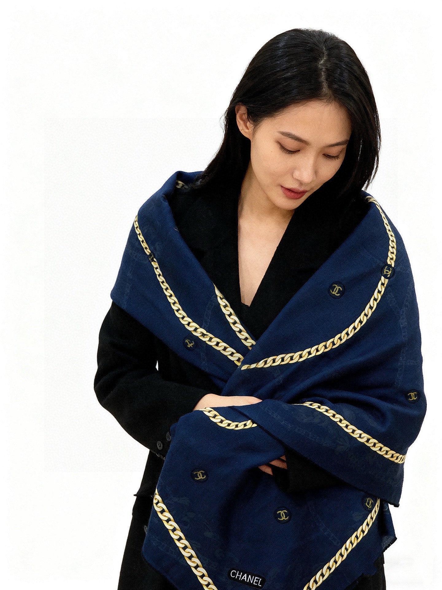 CHANEL 25S SCARF 135 IN SILK AND CASHMERE 932010