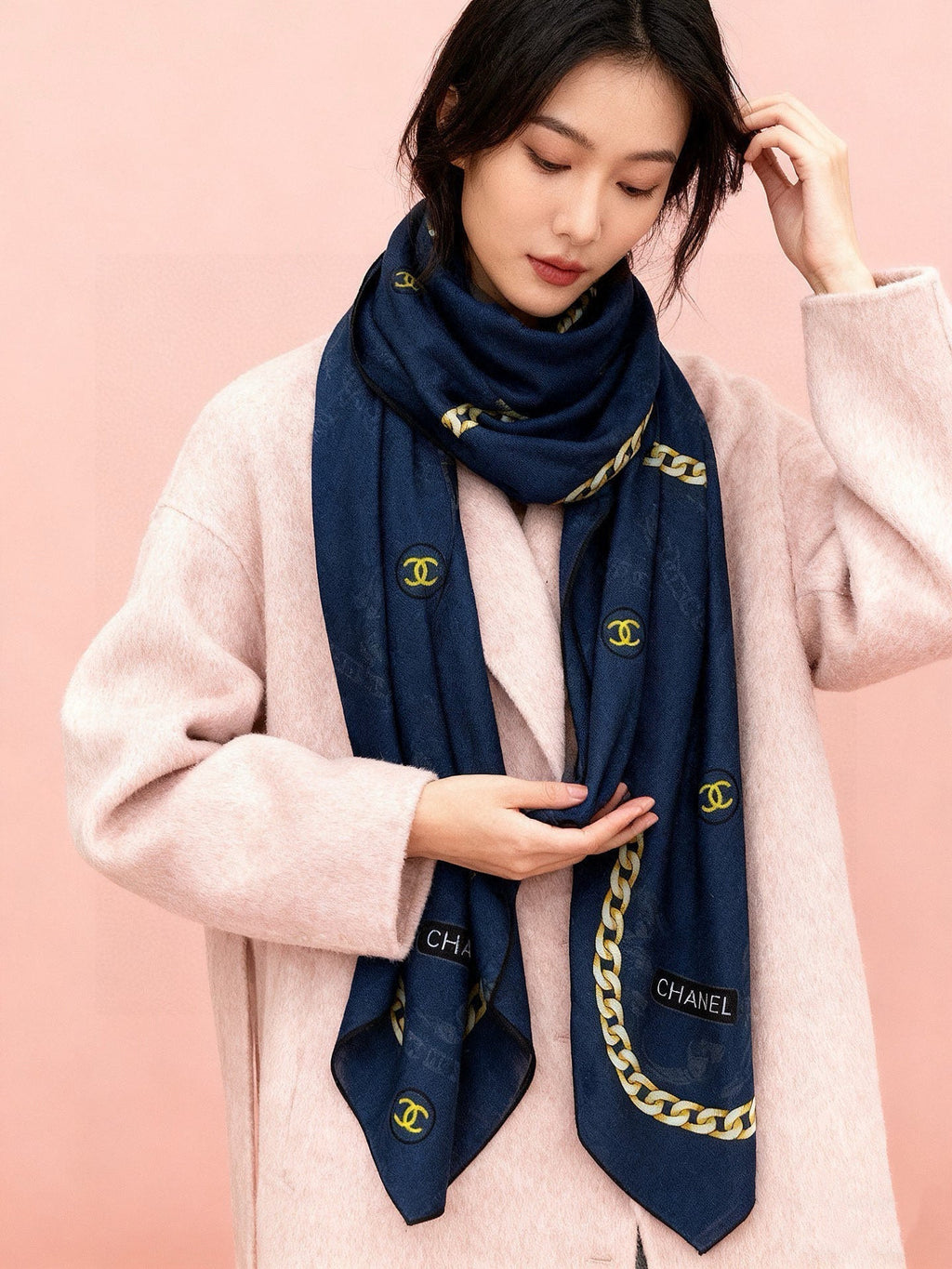 CHANEL 25S SCARF 135 IN SILK AND CASHMERE 932010