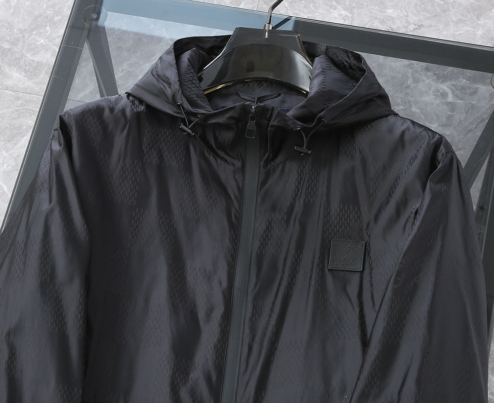 LOUIS VUITTON LV BLACK DAMIER WINDBREAKER JACKET 239097
