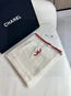 CHANEL SCARF 180 CM IN WHITE WITH RED BORDER CASHMERE SILK 287510