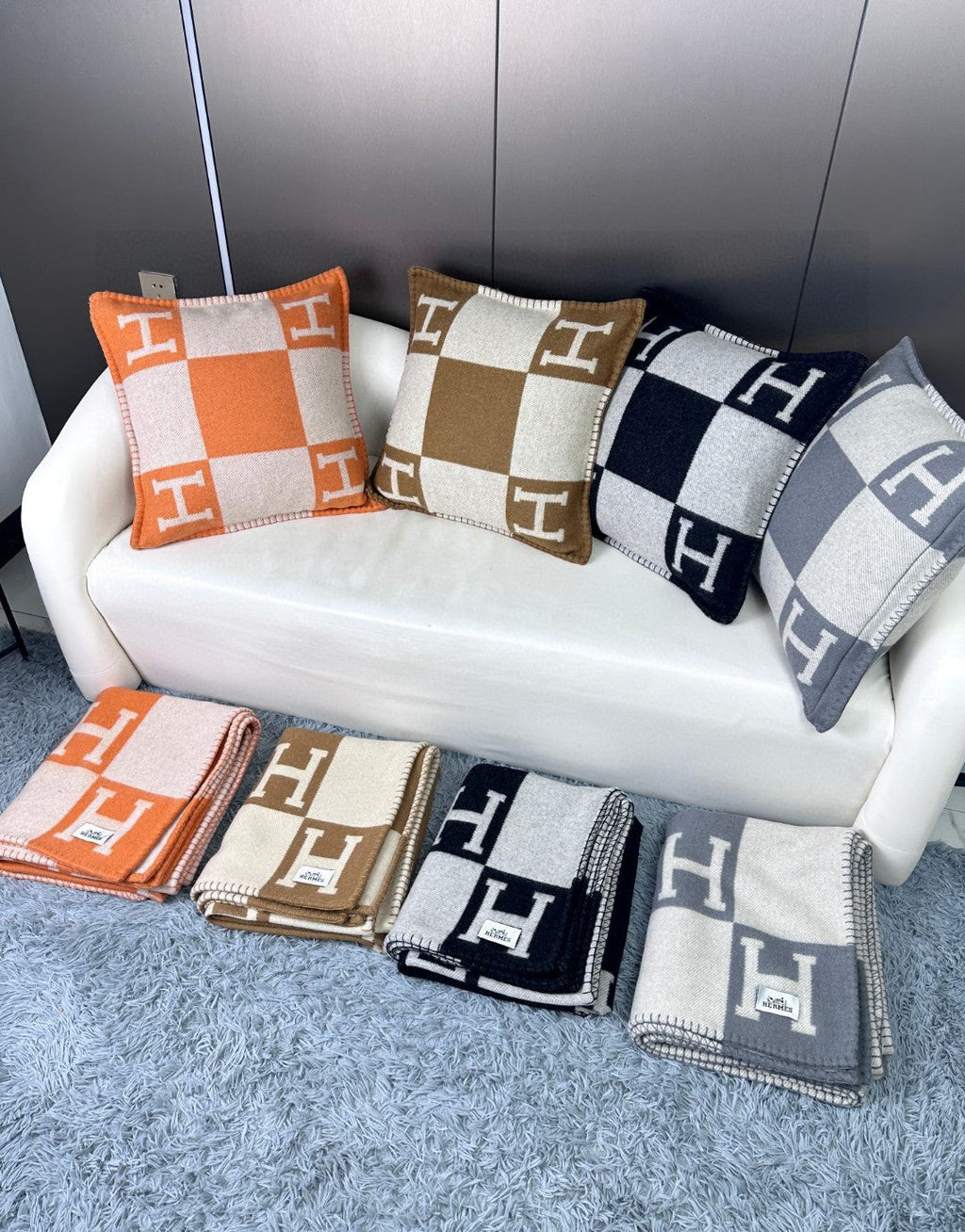 HERMES AVALON THROW BLANKET 170 CM IN CIDER BROWN CASERE 294473