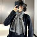 LOUIS VUITTON SCARF 180 CM IN BLACK MIX WHITE CASHMERE 393155