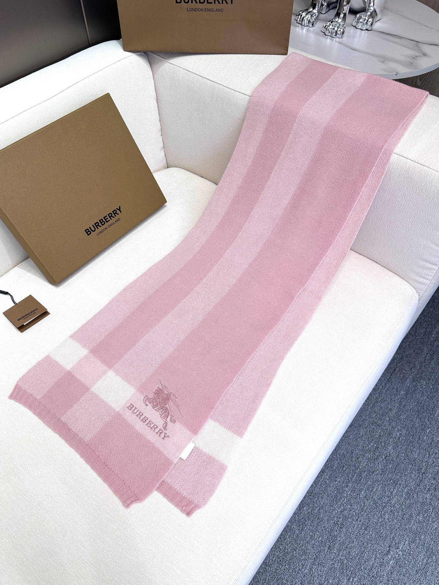SCARF 190 CM IN LIGHT PINK CASHMERE 398396