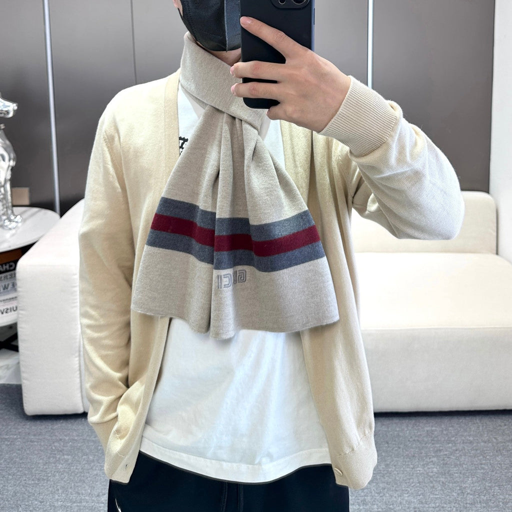 GUCCI SCARF 180 CM IN HARBOR GRAY CASHMERE 398452