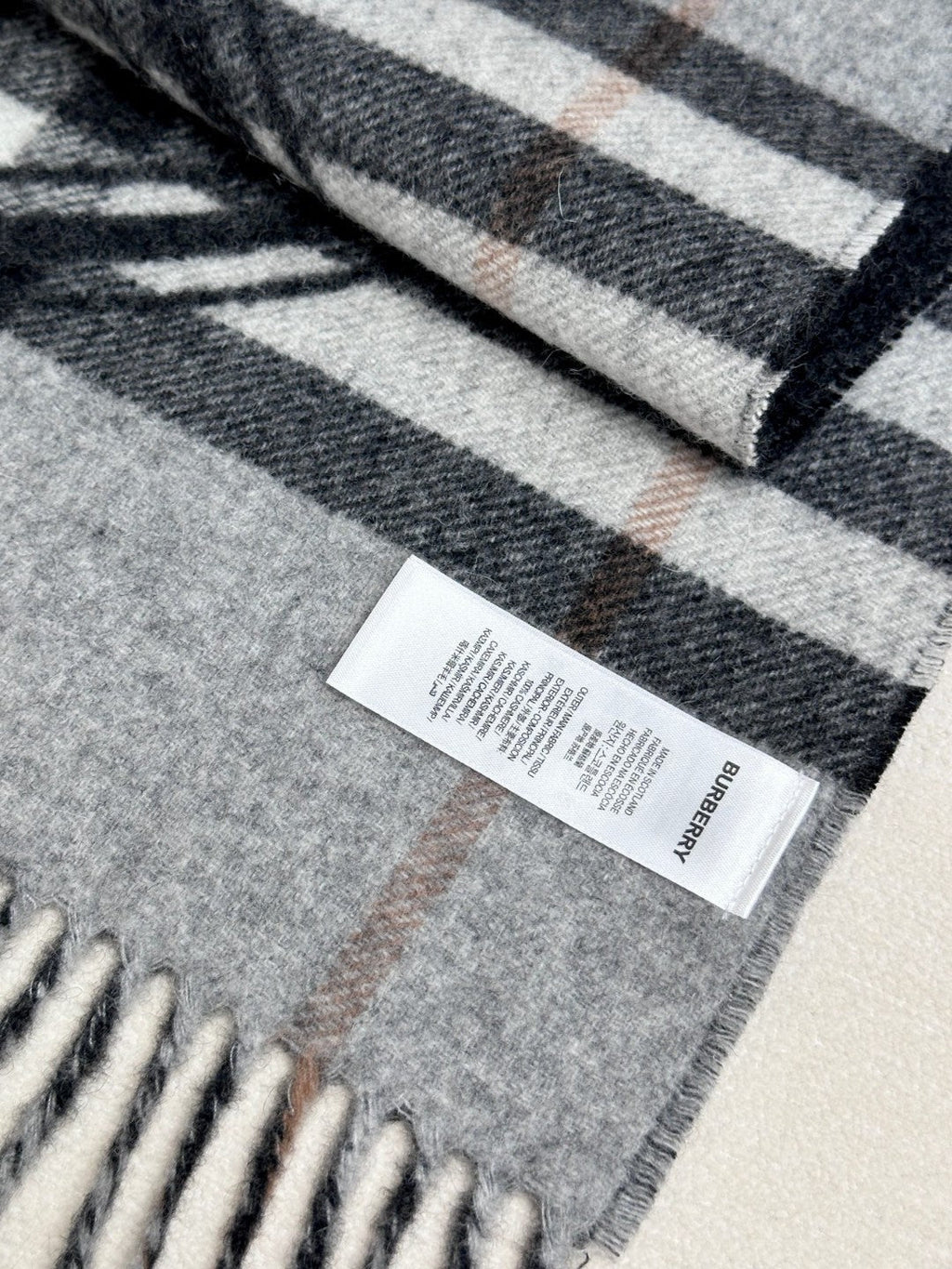 SCARF 180 CM IN BLACK AND LIGHT GRAY CASHMERE 407242