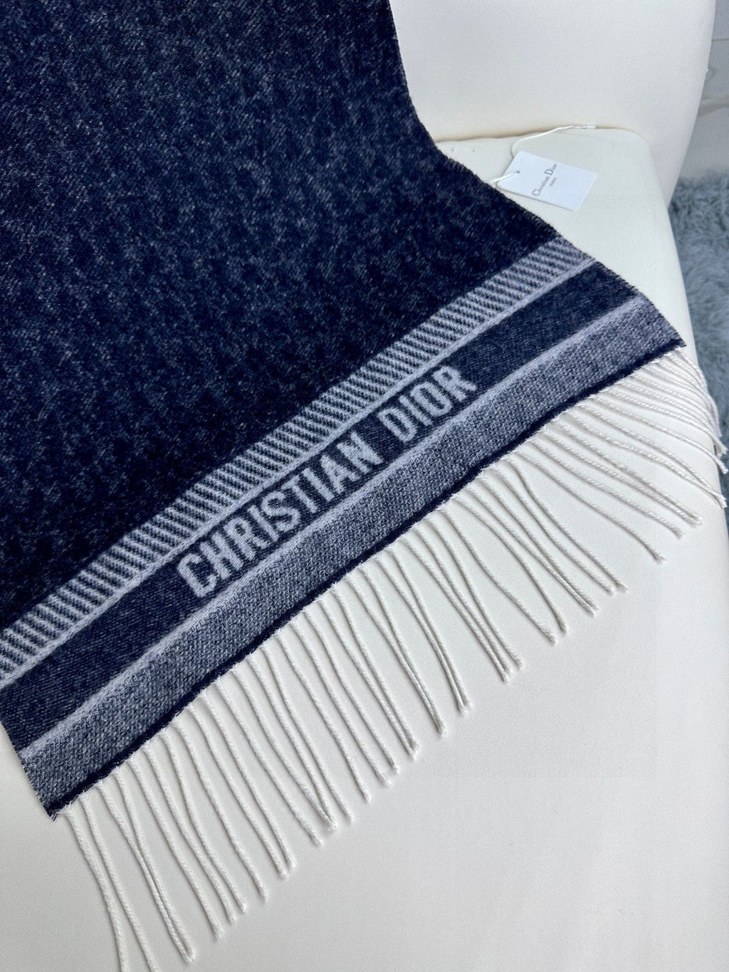 DIOR SCARF IN NAVY BLUE MONOGRAM CASHMERE 413719