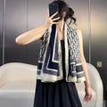 DIOR MONOGRAM SQUARE SCARF 140 CM IN BLACK MIX WHITE CASHMERE AND SILK 413742