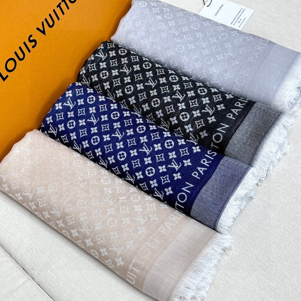 LOUIS VUITTON LV SCARF 120 CM IN WOOL MIX SILK 737300