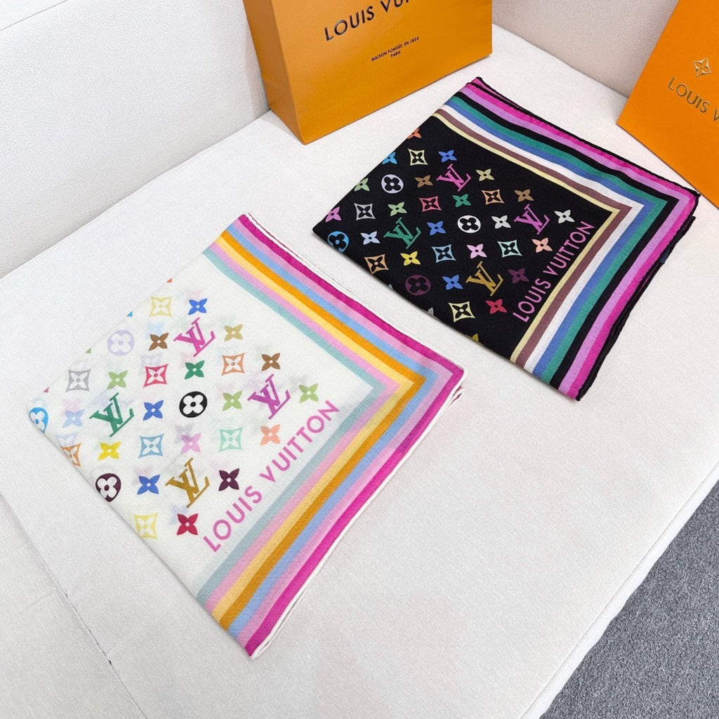 LOUIS VUITTON LV SCARF 134 CM IN WOOL MIX SILK 703624