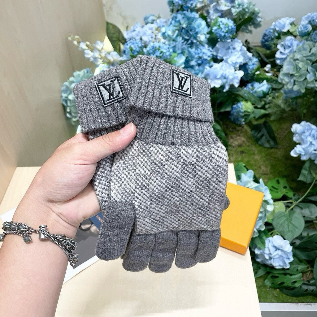 LOUIS VUITTON LV GLOVES IN DOVE GRAY WOOL 462427