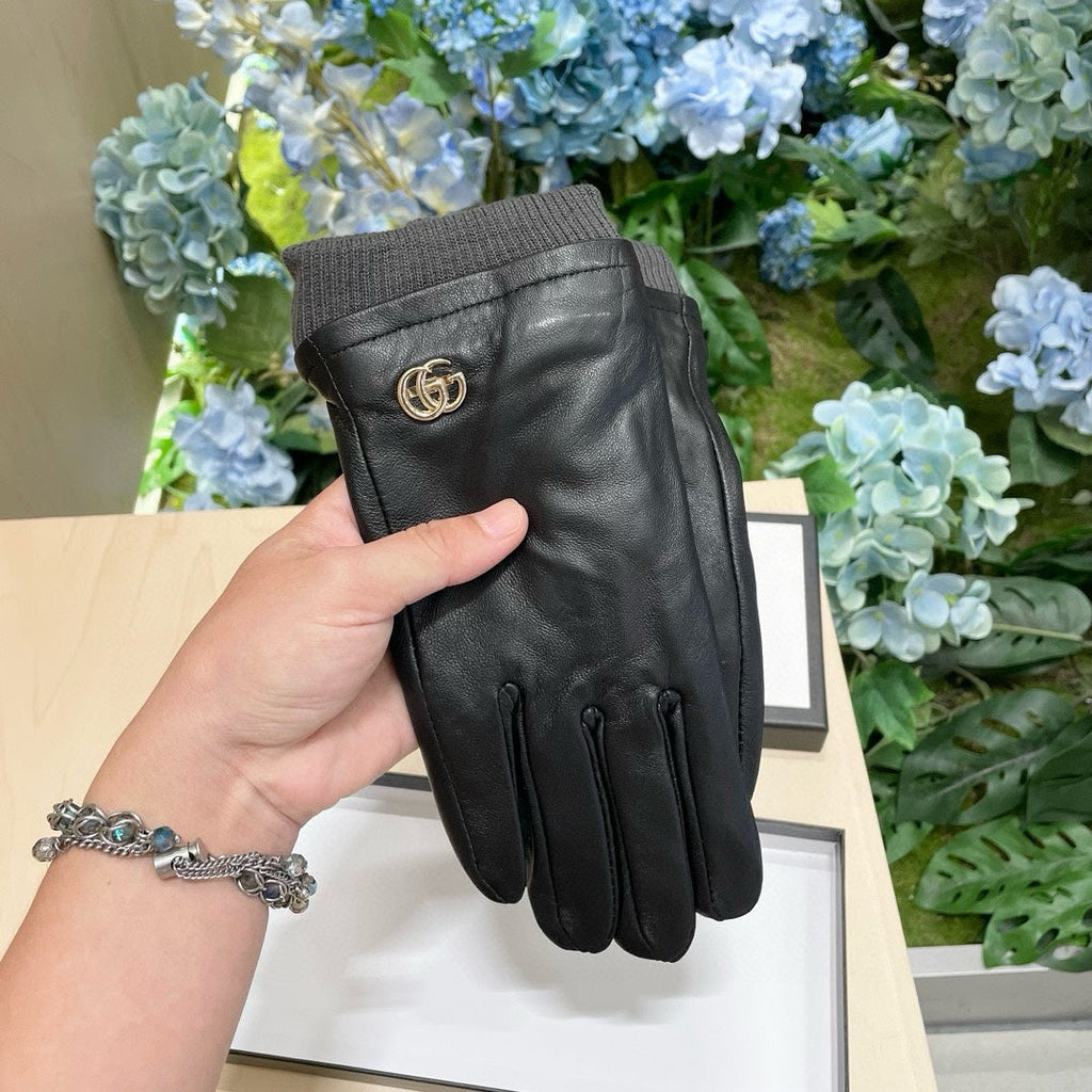GUCCI GLOVES IN BLACK SHEEPSKIN MIX WOOL 463824