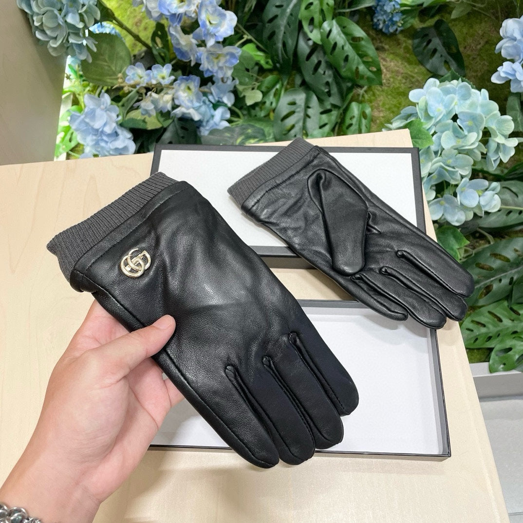 GUCCI GLOVES IN BLACK SHEEPSKIN MIX WOOL 463824