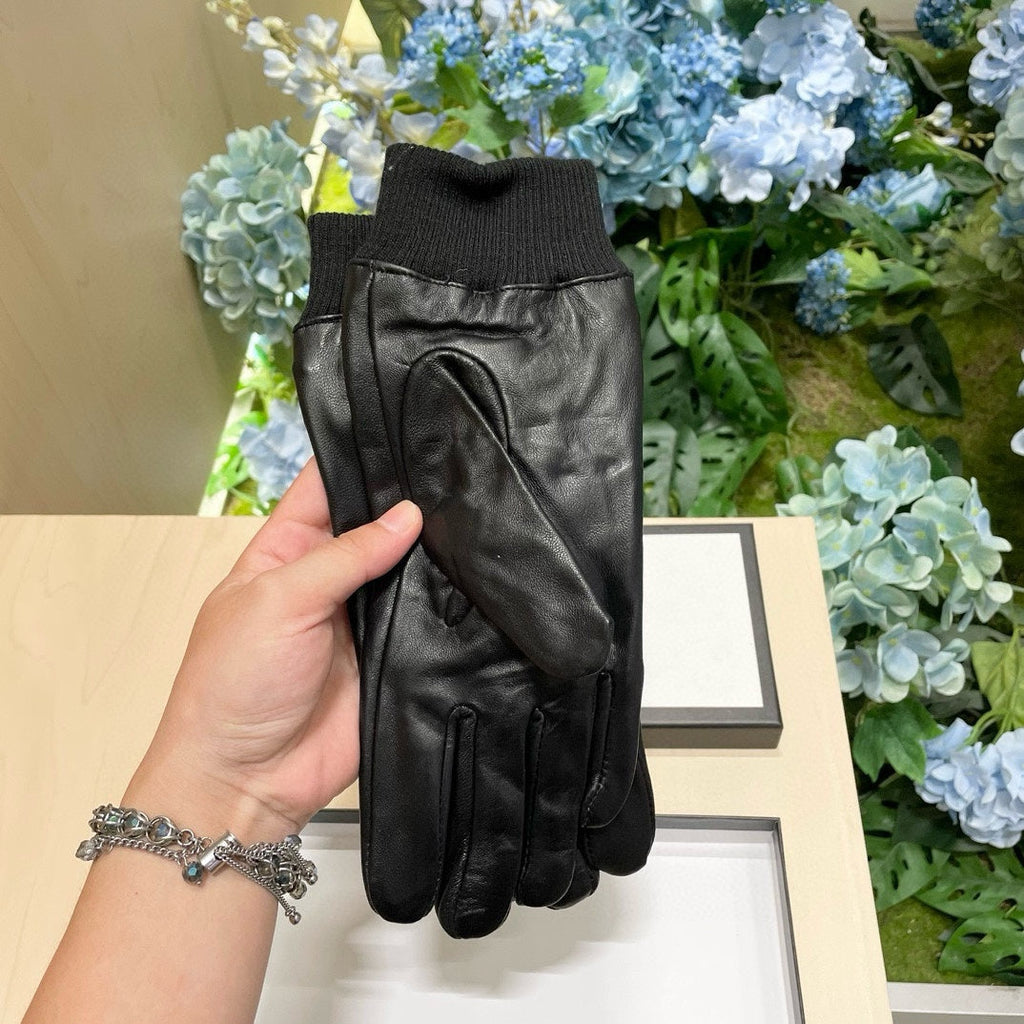 GUCCI HORSEBIT GLOVES IN BLACK LAMBSKIN MIX WOOL 464975