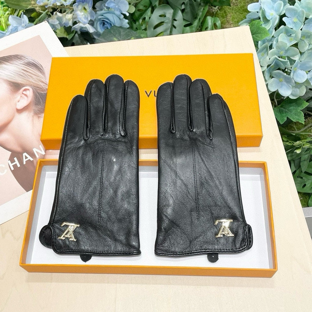 LOUIS VUITTON LV GLOVES IN BLACK LAMBSKIN 464977