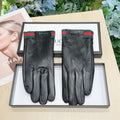 GUCCI TOUCHSCREEN GLOVES WITH WEB IN BLACK SHEEPSKIN 464982