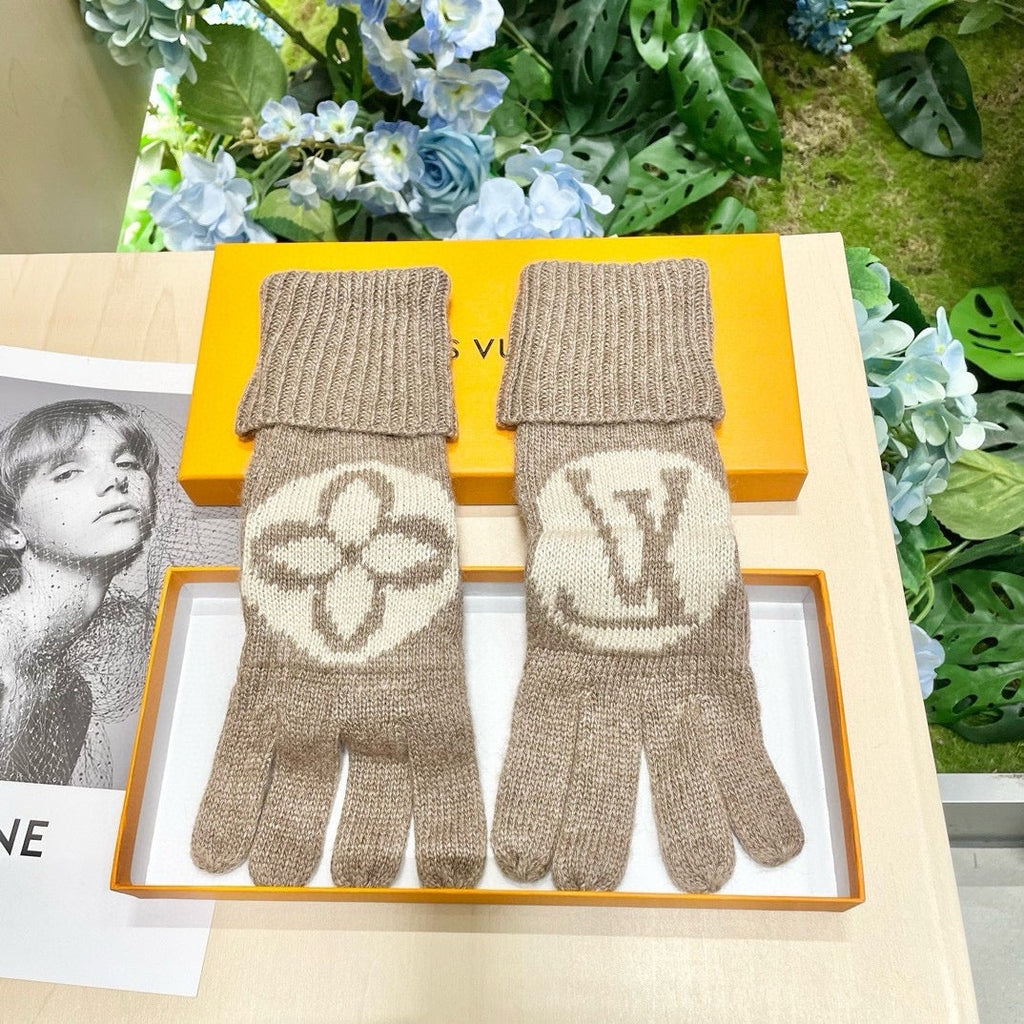 LOUIS VUITTON LV GLOVES IN DESERT BROWN WOOL 464990