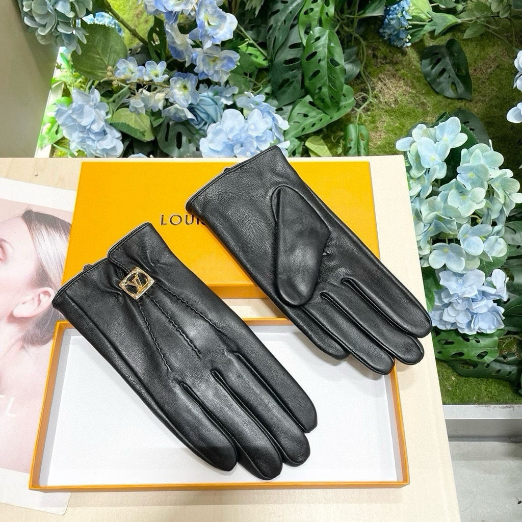 LOUIS VUITTON GLOVES IN BLACK LAMBSKIN 465067