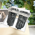 CHANEL GLOVES IN BLACK LAMBSKIN WITH RABBIT FUR 465072