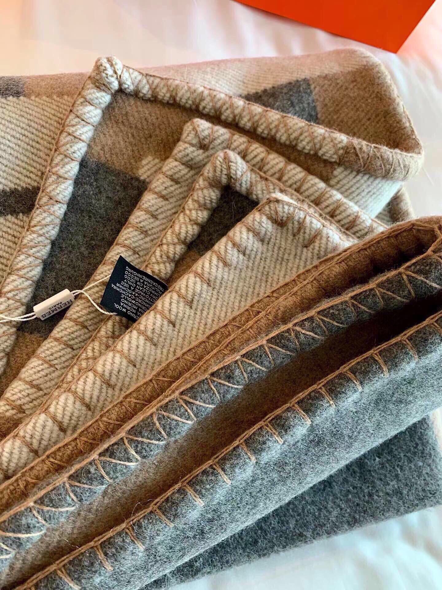 HERMES BLANKET 170 CM IN COLORFUL WOOL AND CASERE 118342