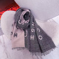 CHANEL SCARF 194 CM IN LIGHT PINK MIX BLACK CASHMERE 390060