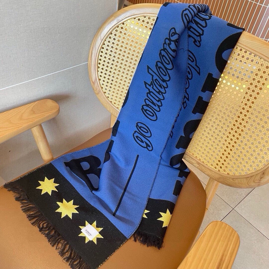 SCARF 200 CM IN COBALT BLUE MIX BLACK CASHMERE 401905