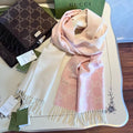 GUCCI SCARF 200 CM LIGHT PINK AND IVORY  CASHMERE JACQUARD 405134