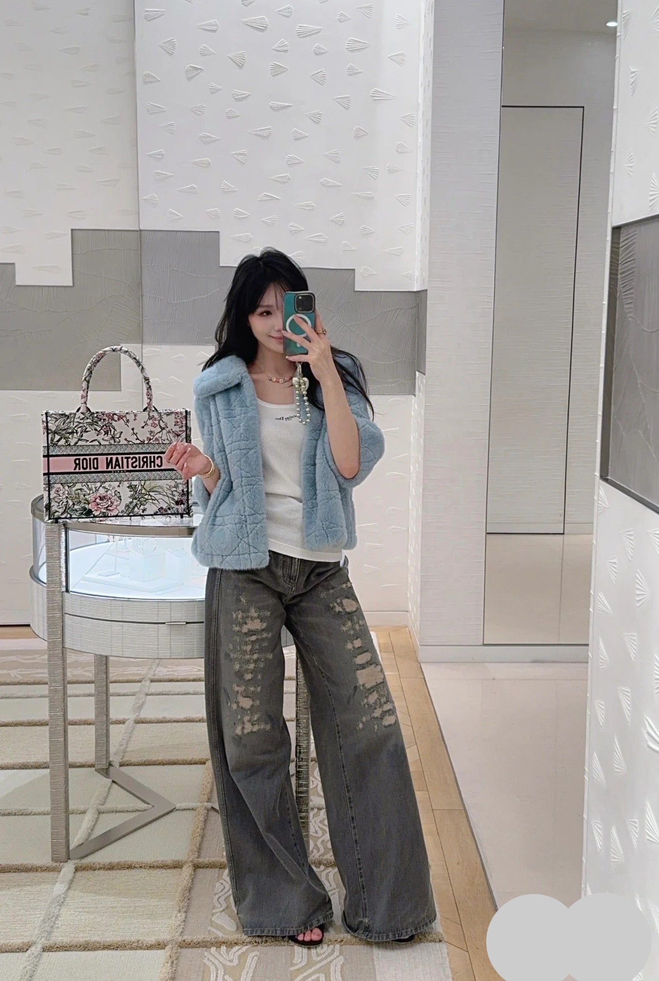 DIOR 25S RIPPED WIDE-LEG PANTS 706