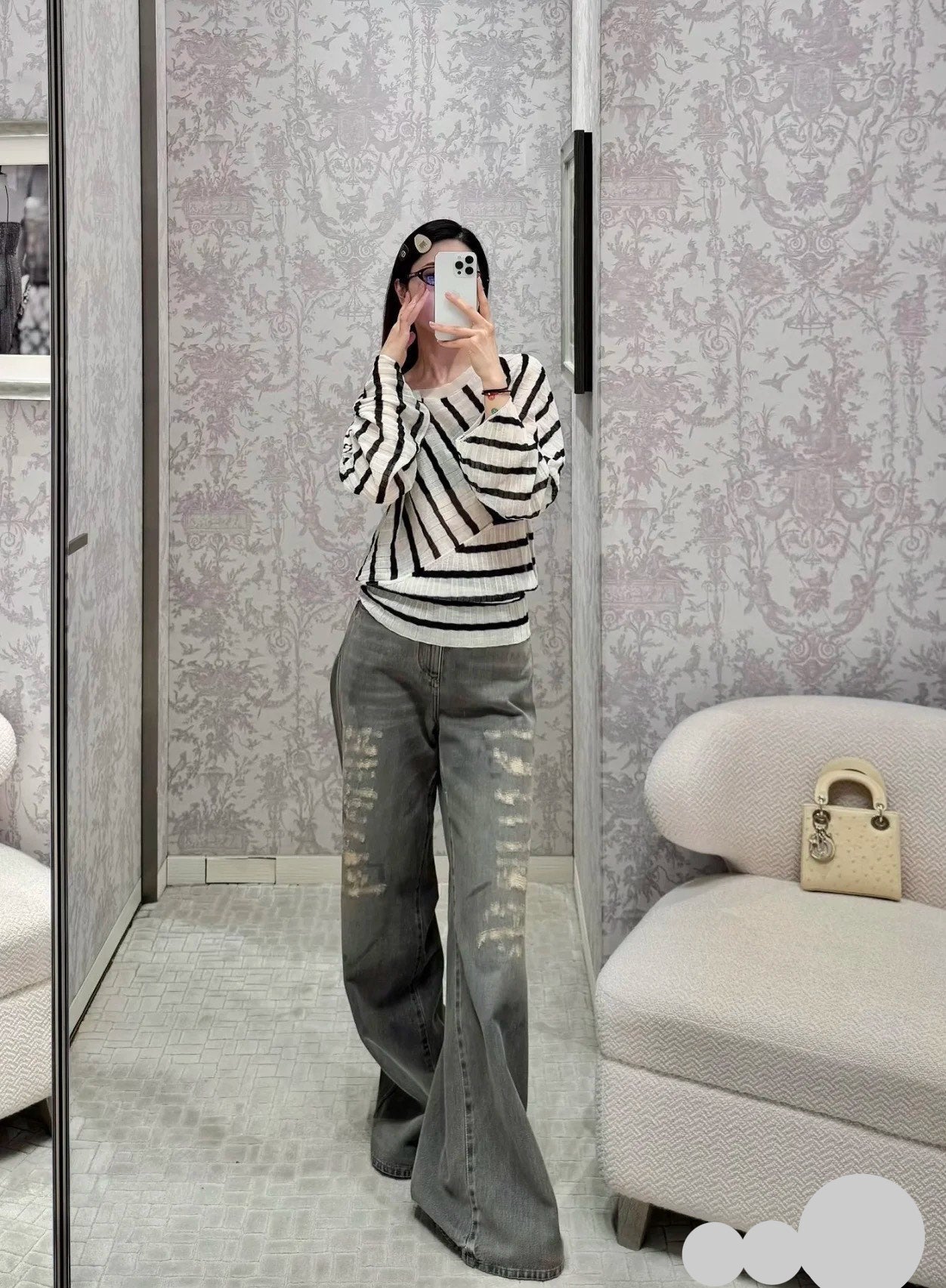 DIOR 25S RIPPED WIDE-LEG PANTS 706