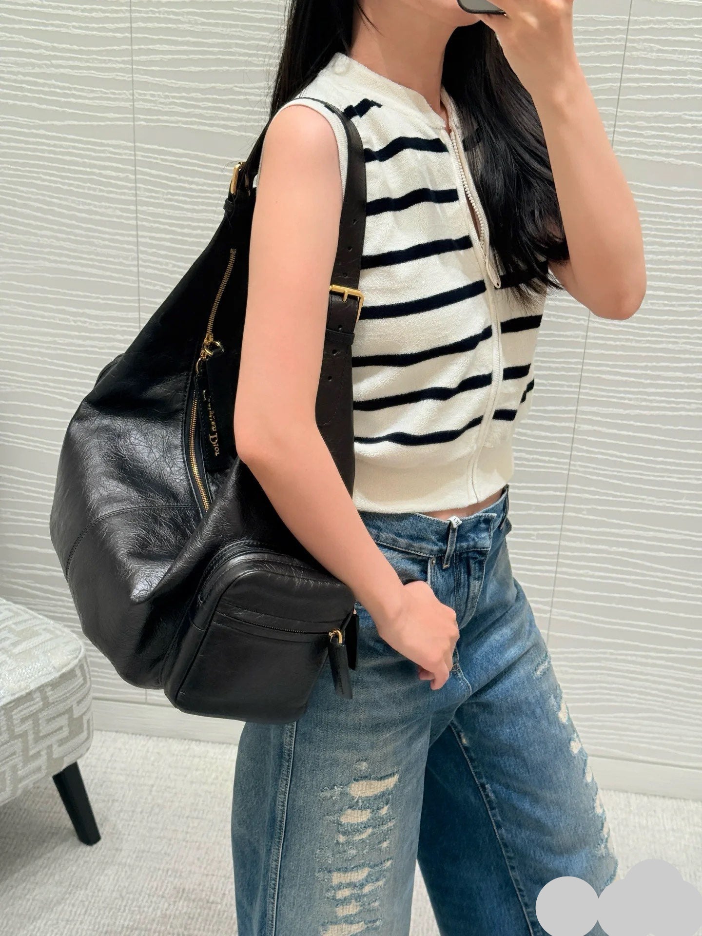 DIOR 25S RIPPED WIDE-LEG PANTS 705