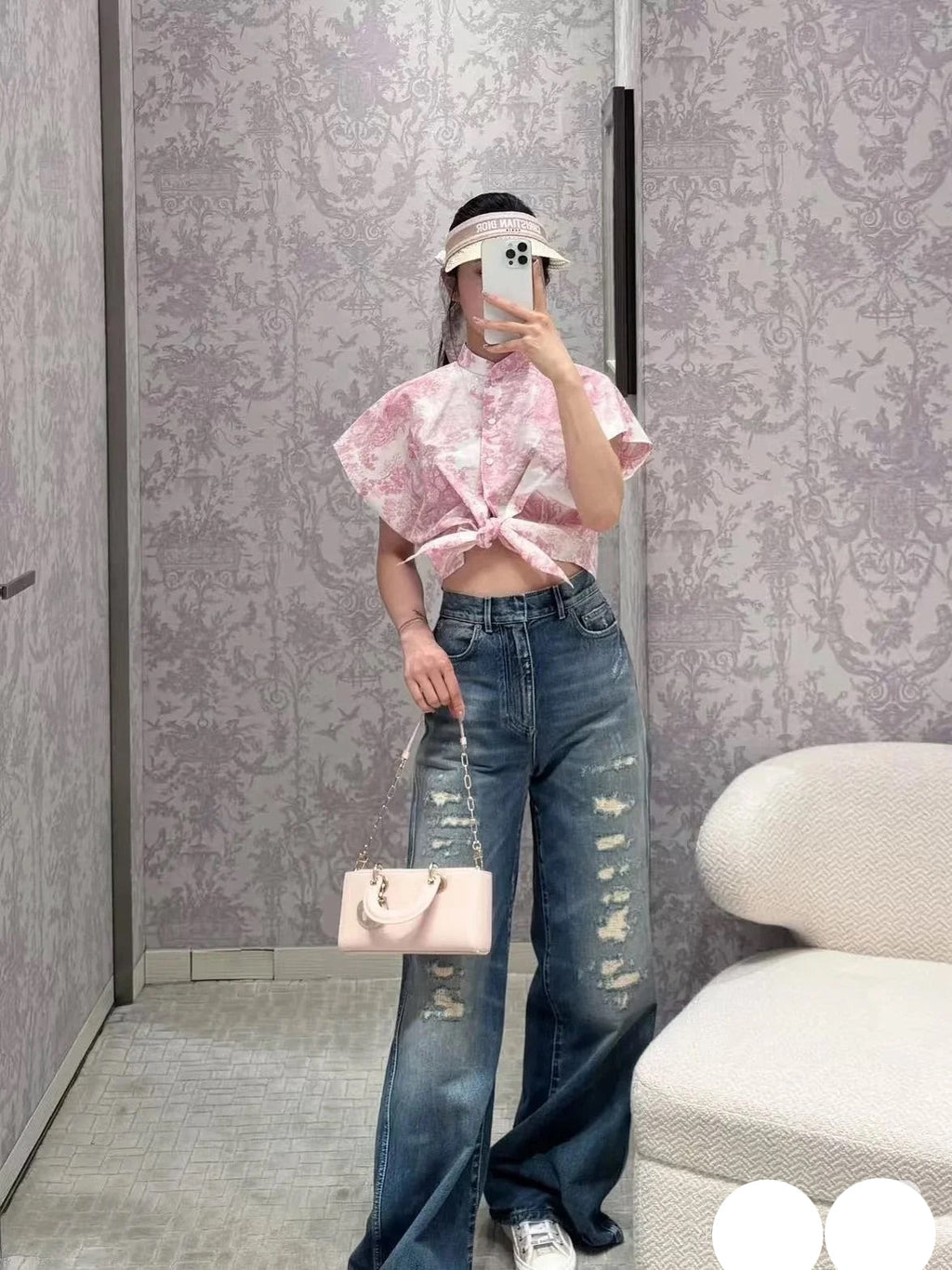 DIOR 25S RIPPED WIDE-LEG PANTS 705