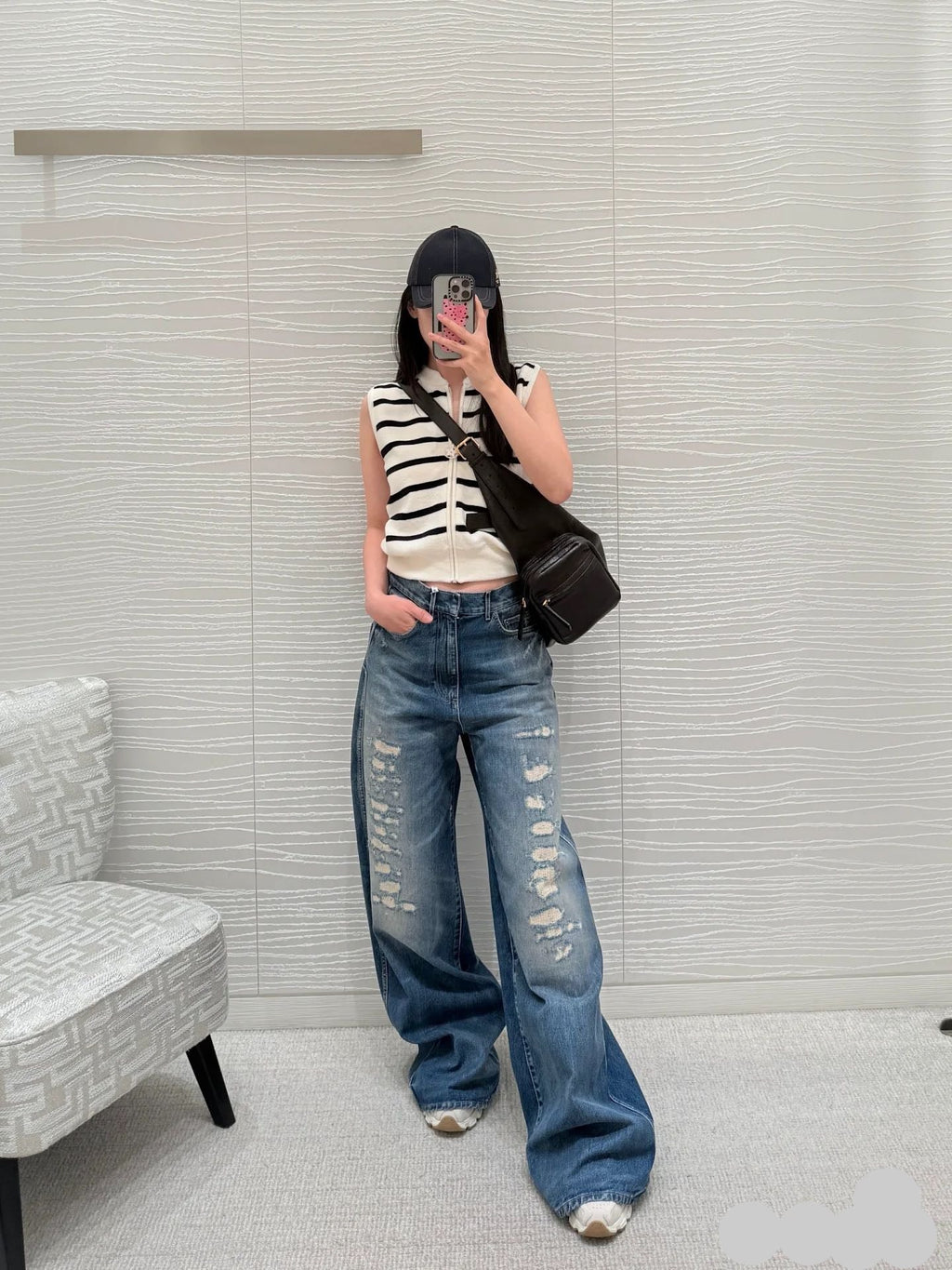DIOR 25S RIPPED WIDE-LEG PANTS 705