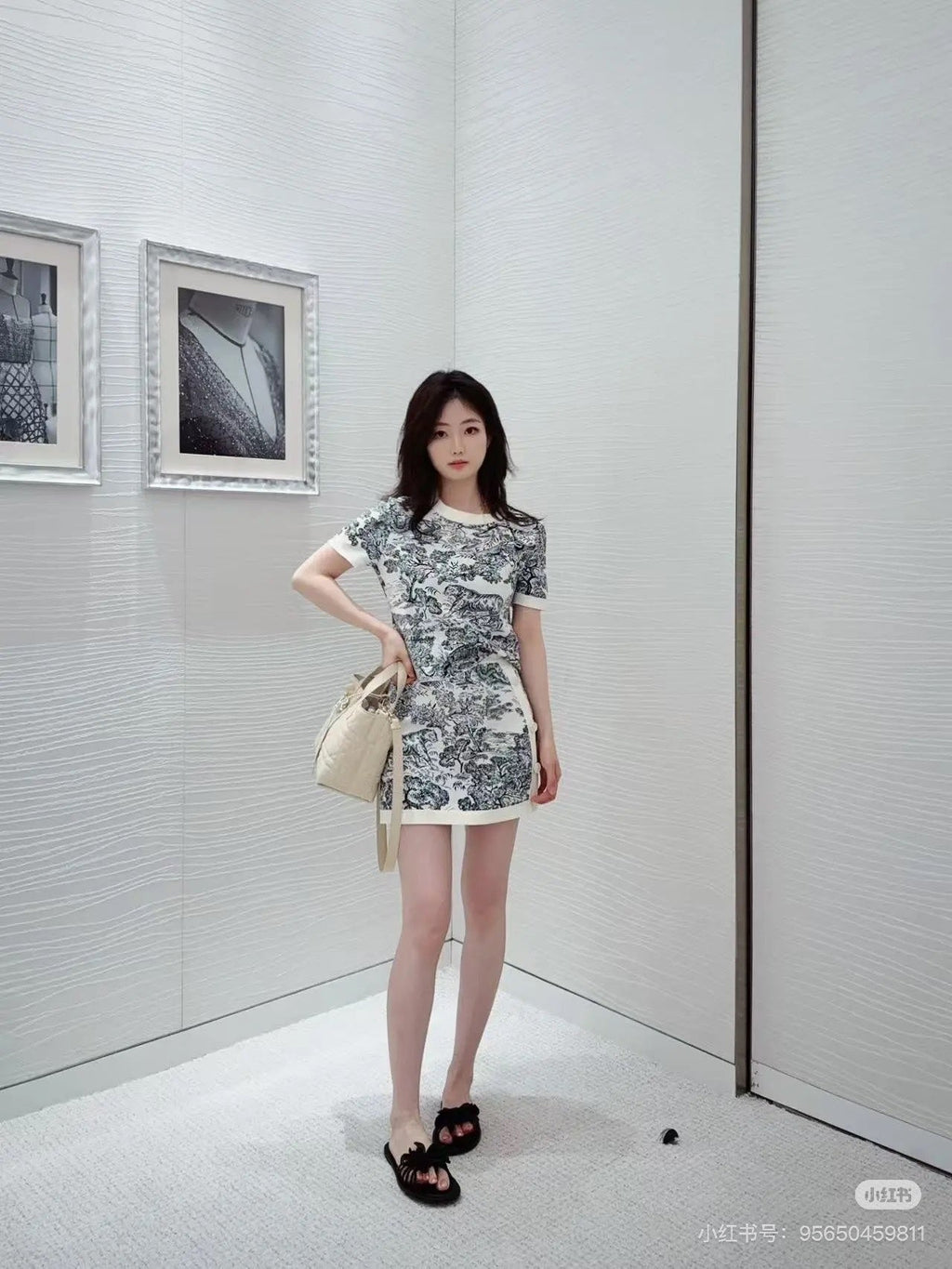 DIOR 25S SHORT-SLEEVE PATTERNED KNIT TOP 701