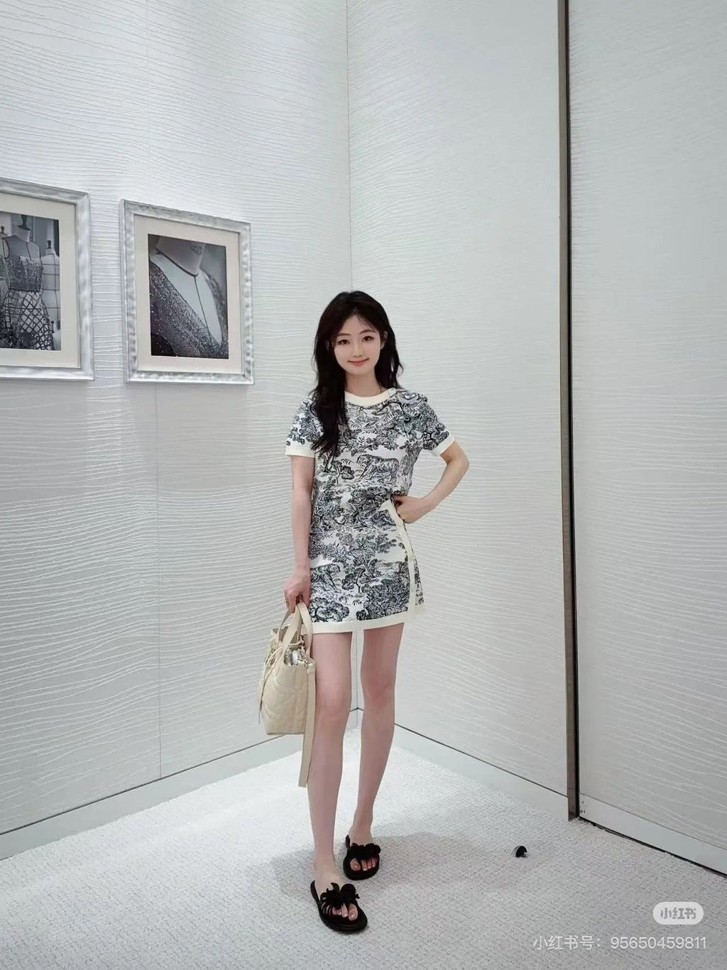 DIOR 25S SHORT-SLEEVE PATTERNED KNIT TOP 701