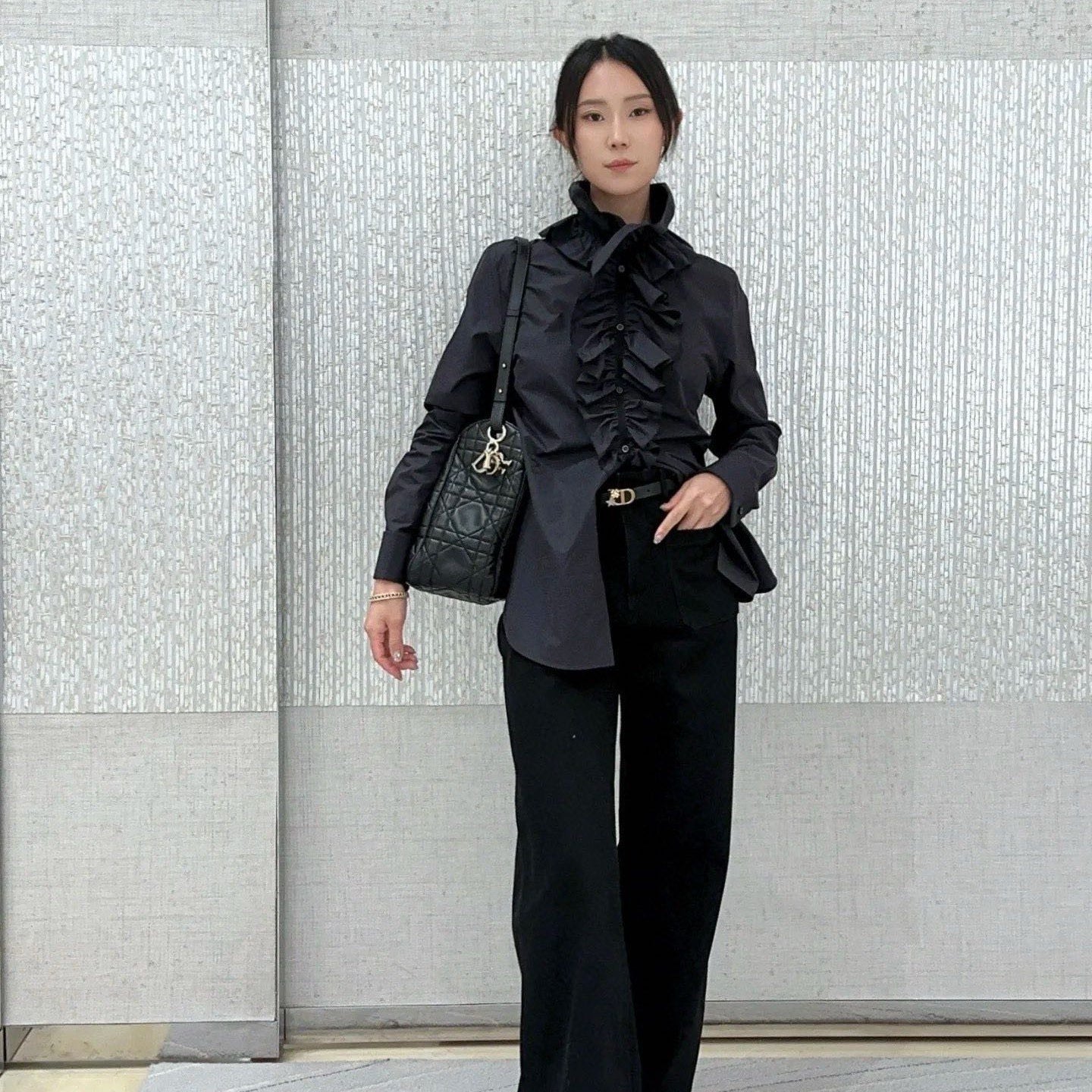 DIOR 25S PLEATED LACE SHIRT 703