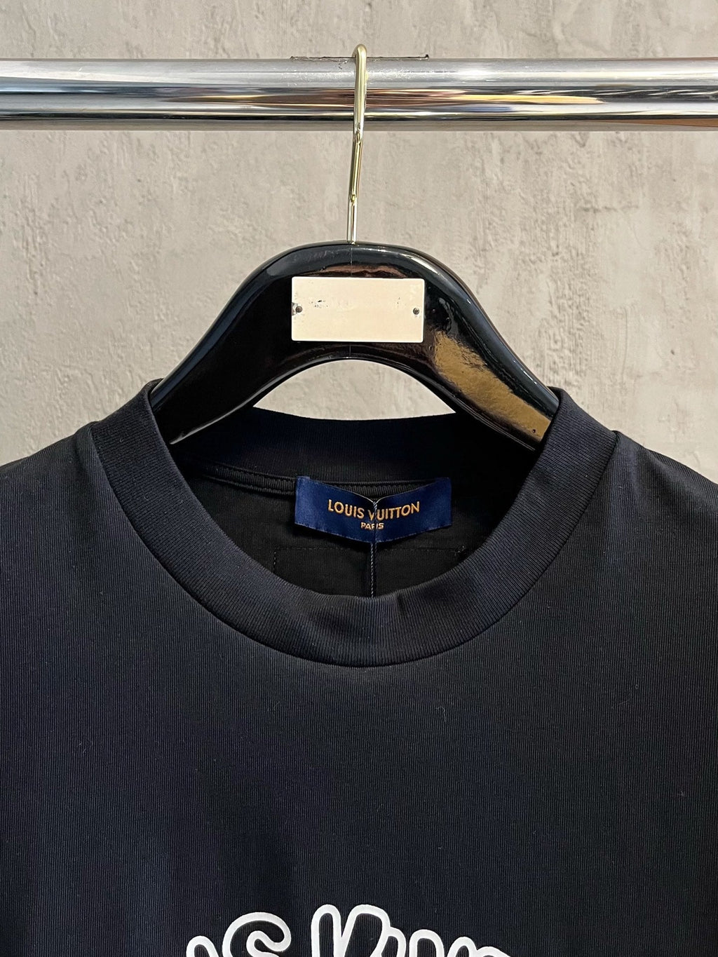 LOUIS VUITTON LV T-SHIRT IN BLACK COTTON LOGO PRINT 238866